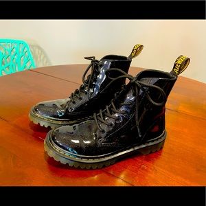 Black Doc Martens boots w/ silver glitter like new